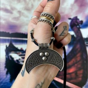 Viking lunula amulet crecent moon freya necklace